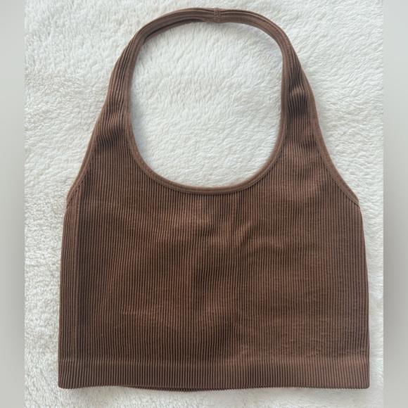 Brown Ribbed Tank Top - Picture 1 of 3